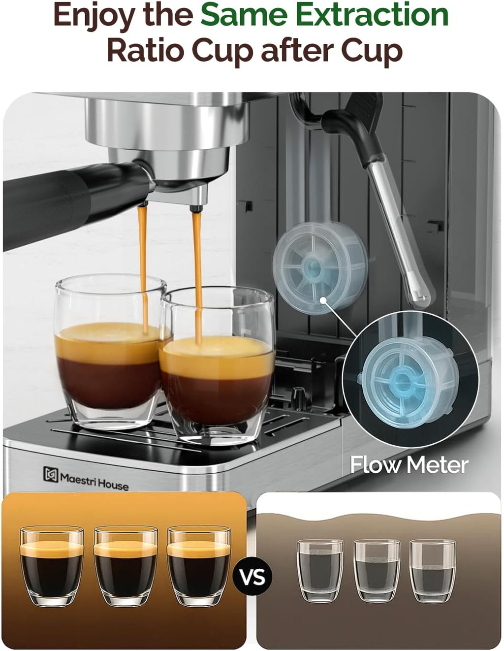 Elevate Your Coffee Experience with the 20 Bar ULKA Pump Espresso Machine - Compact Stainless Steel Maker with Built-In Milk Frother and 43Oz Water Tank