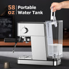 Elevate Your Coffee Experience with the KOIOS EM621 Espresso Machine - 20 Bar Compact Maker with Steam Wand and 58Oz Removable Water Tank in Sleek Silver