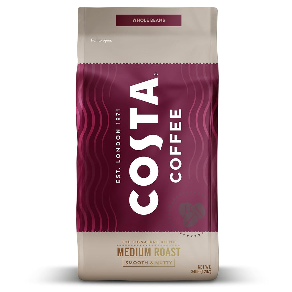 Indulge in Costa Coffee's Signature Blend Medium Roast Whole Beans - 12oz of Pure Coffee Bliss, Rainforest Alliance Certified