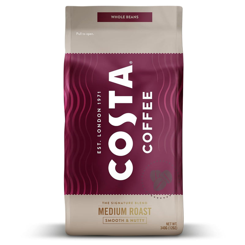 Indulge in Costa Coffee's Signature Blend Medium Roast Whole Beans - 12oz of Pure Coffee Bliss, Rainforest Alliance Certified