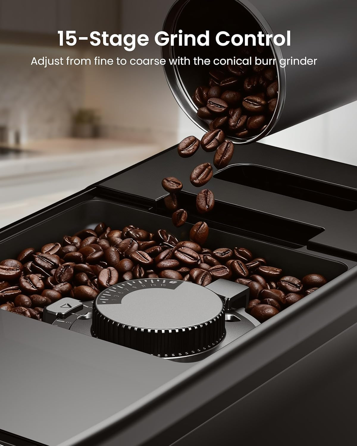 Experience Barista-Quality Coffee at Home with the Fully Automatic 20 Bar Espresso Machine - Customizable Touch Control, Built-In Grinder, and Effortless Milk Frothing