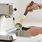 Premium Coffee Grinder Cleaning Brush - Natural Bristle Espresso Machine Brush with Comfortable Wooden Handle for Home Baristas