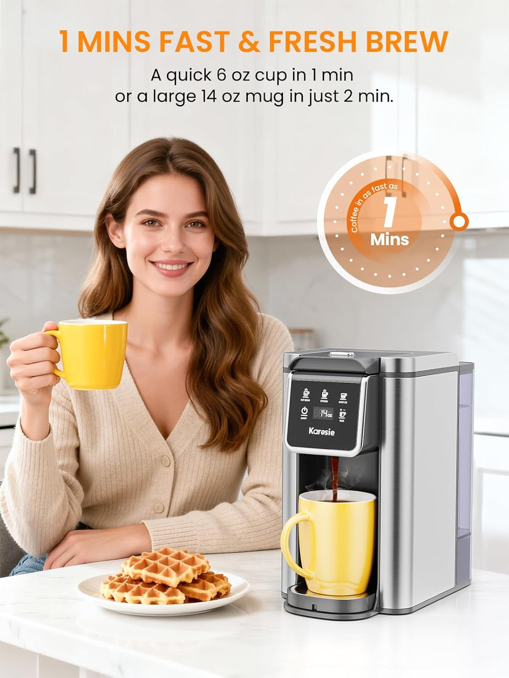 Versatile K Cup Coffee Maker with Strong Brew Setting - 50Oz Removable Tank for Hot & Iced Coffee, Perfect for Home and Office Use