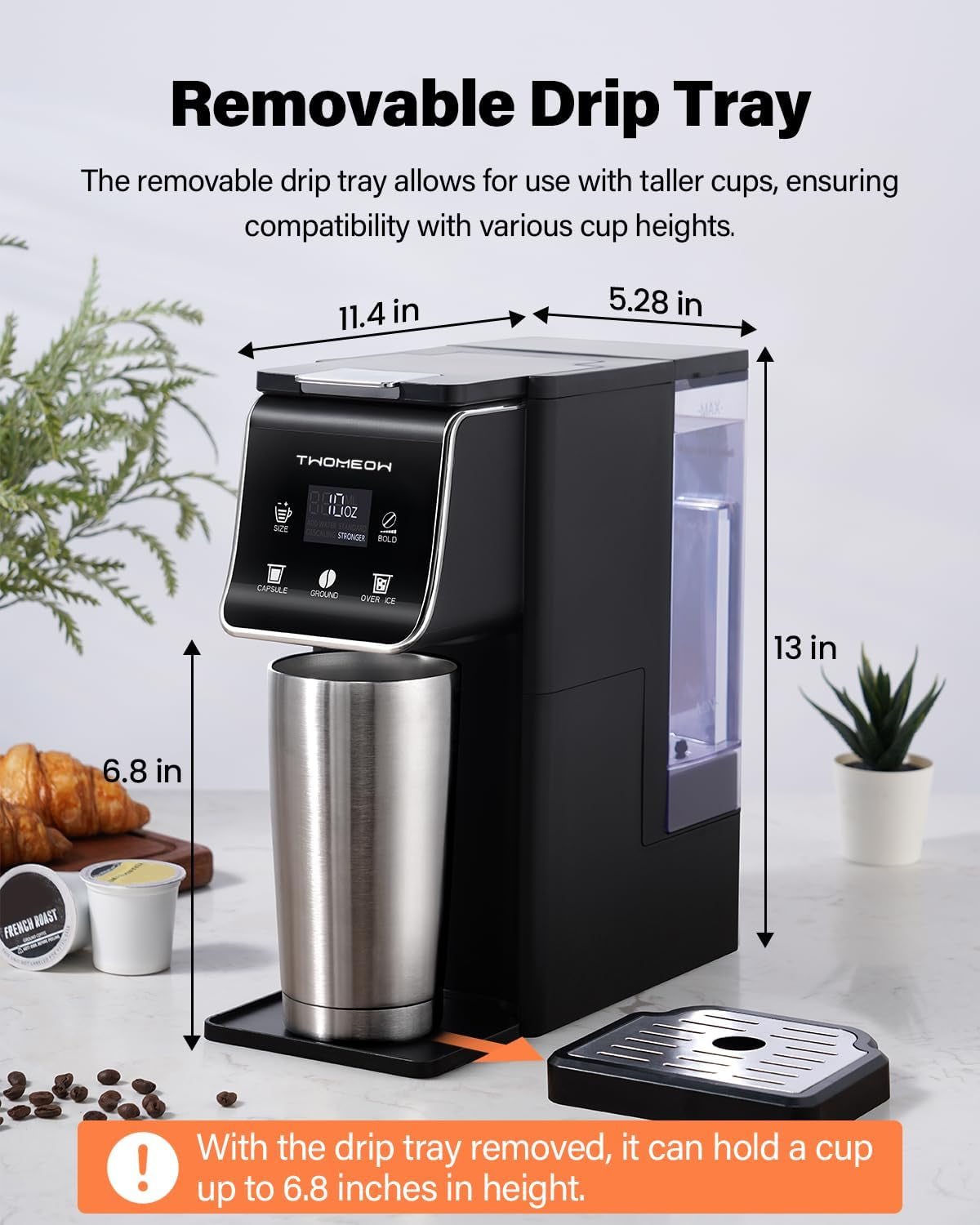 Brew Your Perfect Cup: Hot & Iced Coffee Maker with Bold Setting, 52 Oz Removable Water Tank, and Versatile Brewing Options for K-Cup and Grounds (Black)