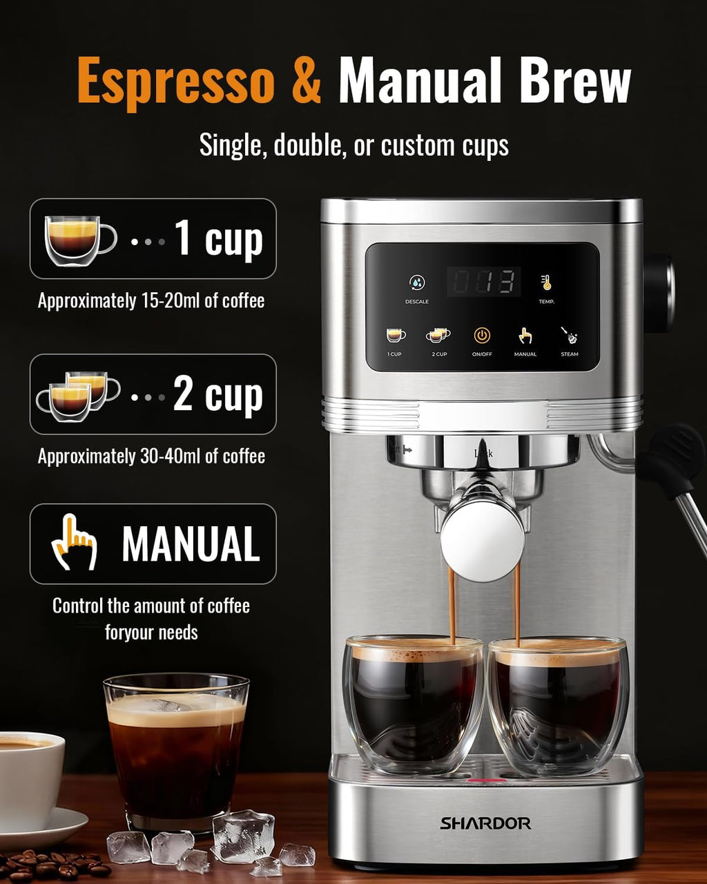 Elevate Your Coffee Experience with the Professional 20 Bar Espresso Machine – Touchscreen, Milk Frother, and Adjustable Temperature for Perfect Cappuccinos and Lattes