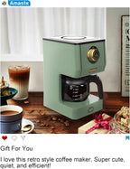 Brew Your Perfect Cup with the Retro Matcha Green Drip Coffee Maker - 25 Oz Glass Pot, Reusable Filter, and Three Brewing Modes