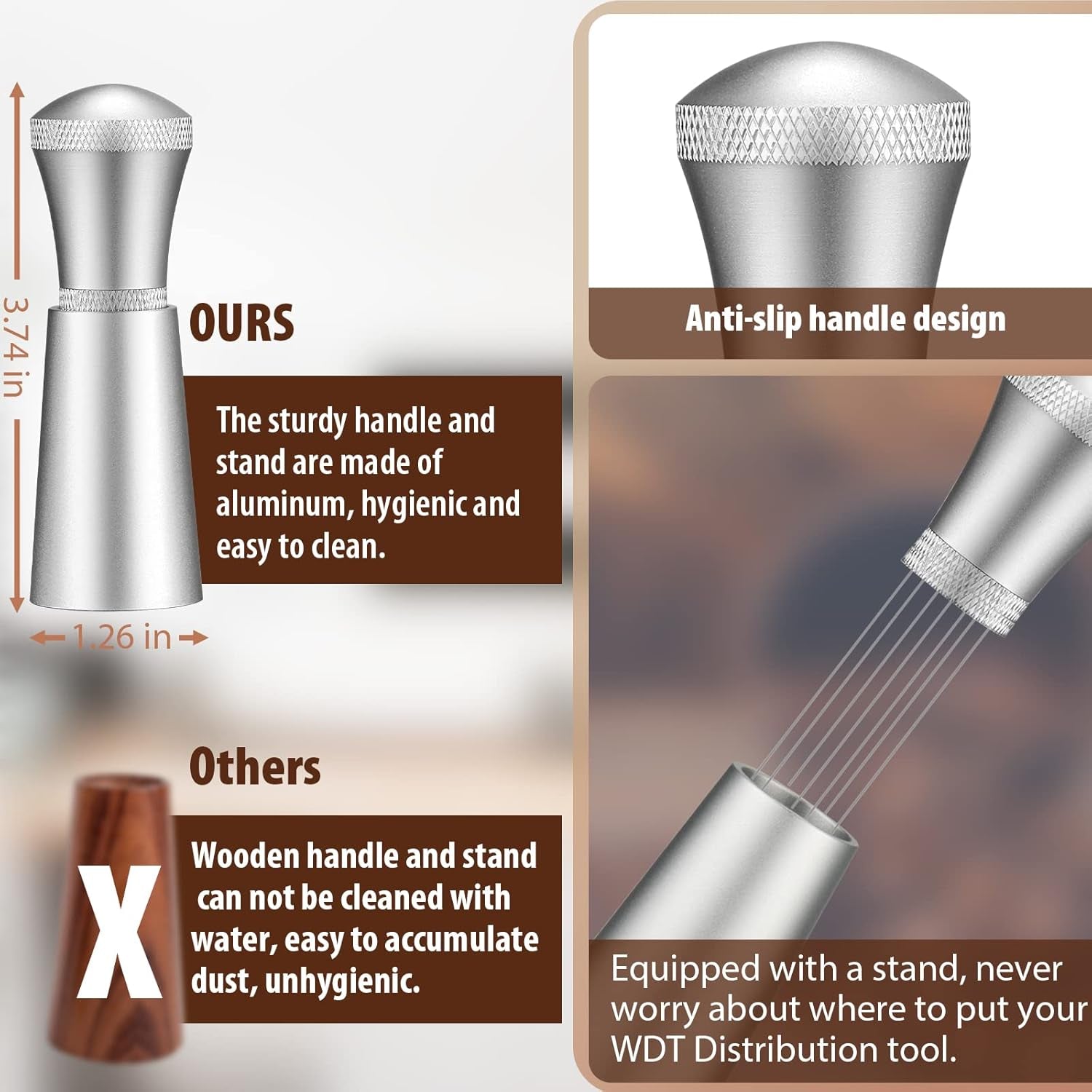Elevate Your Espresso Experience with the MEION WDT Espresso Distribution Tool - 14 Precision Needles for Perfectly Ground Coffee