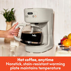 Wake Up to Fresh Brew: 12-Cup Programmable Coffee Maker with Reusable Filter and LCD Display in Oatmilk