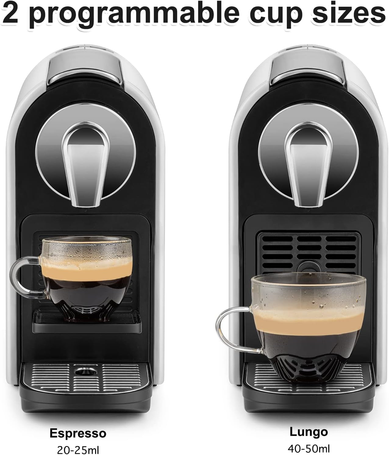 Beanglass Espresso Machine - Compact Capsule Coffee Maker with 20 Bar Pressure for Perfect Espresso and Lungo