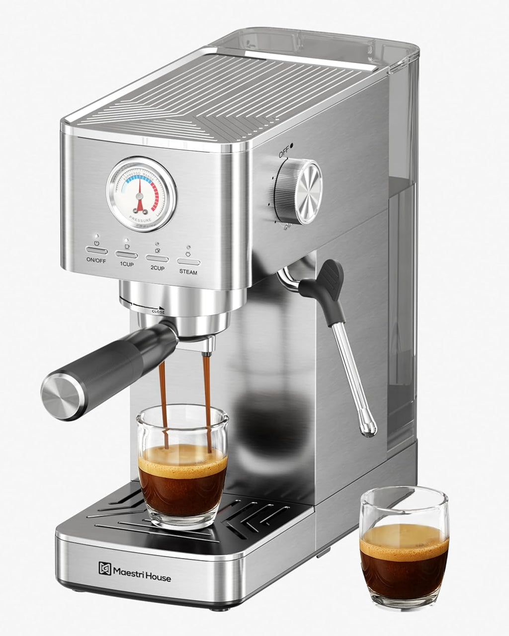 Elevate Your Coffee Experience with the 20 Bar ULKA Pump Espresso Machine - Compact Stainless Steel Maker with Built-In Milk Frother and 43Oz Water Tank