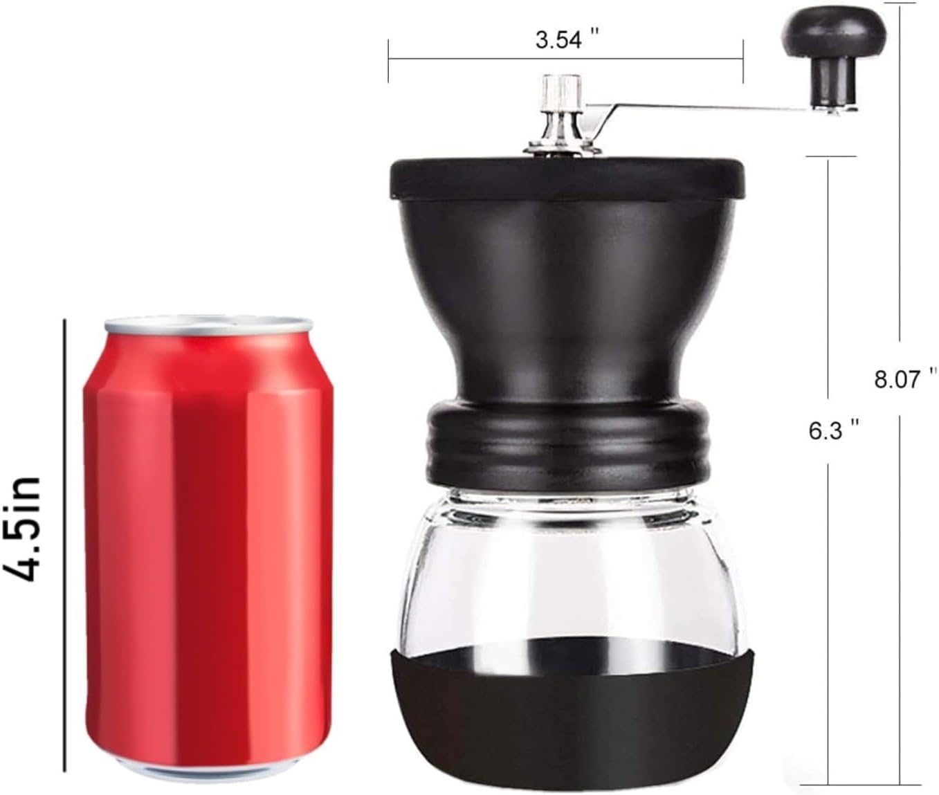 Premium Manual Coffee Bean Grinder with Ceramic Burr - Compact Hand Grinder with 2 Glass Jars (11oz Each) - Ideal for Drip Coffee, Espresso, French Press, and Turkish Brew