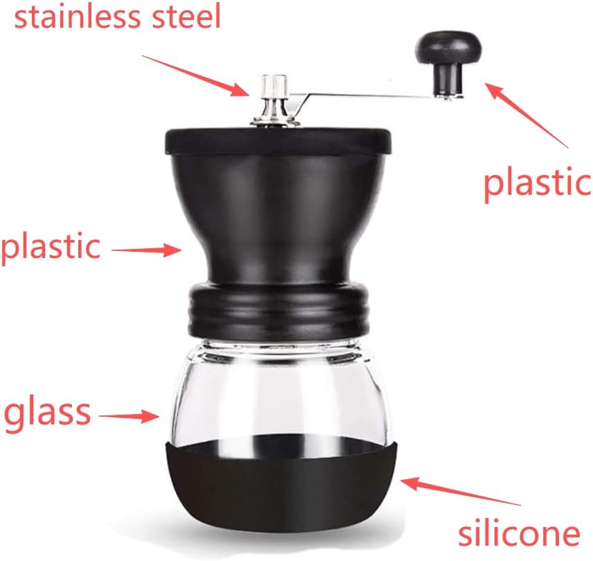 Premium Manual Coffee Bean Grinder with Ceramic Burr - Compact Hand Grinder with 2 Glass Jars (11oz Each) - Ideal for Drip Coffee, Espresso, French Press, and Turkish Brew