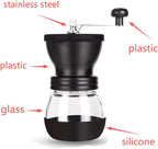 Premium Manual Coffee Bean Grinder with Ceramic Burr - Compact Hand Grinder with 2 Glass Jars (11oz Each) - Ideal for Drip Coffee, Espresso, French Press, and Turkish Brew