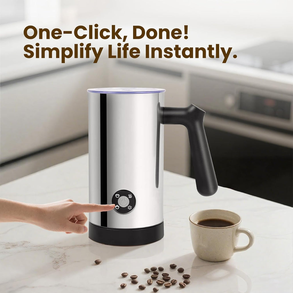 Elevate Your Coffee Experience with the 4-in-1 Milk Frother and Steamer - 10.6oz Electric Milk Maker for Perfect Lattes and Cappuccinos