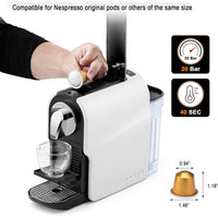 Beanglass Espresso Machine - Compact Capsule Coffee Maker with 20 Bar Pressure for Perfect Espresso and Lungo