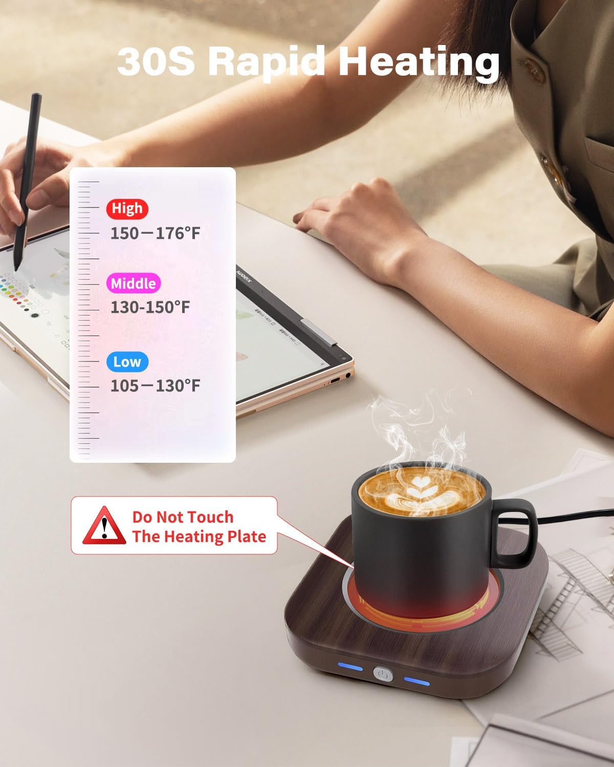 Mug Warmer - 3-Temp Settings Coffee Mug Warmer for Desk with 4 Hrs Auto Shut Off