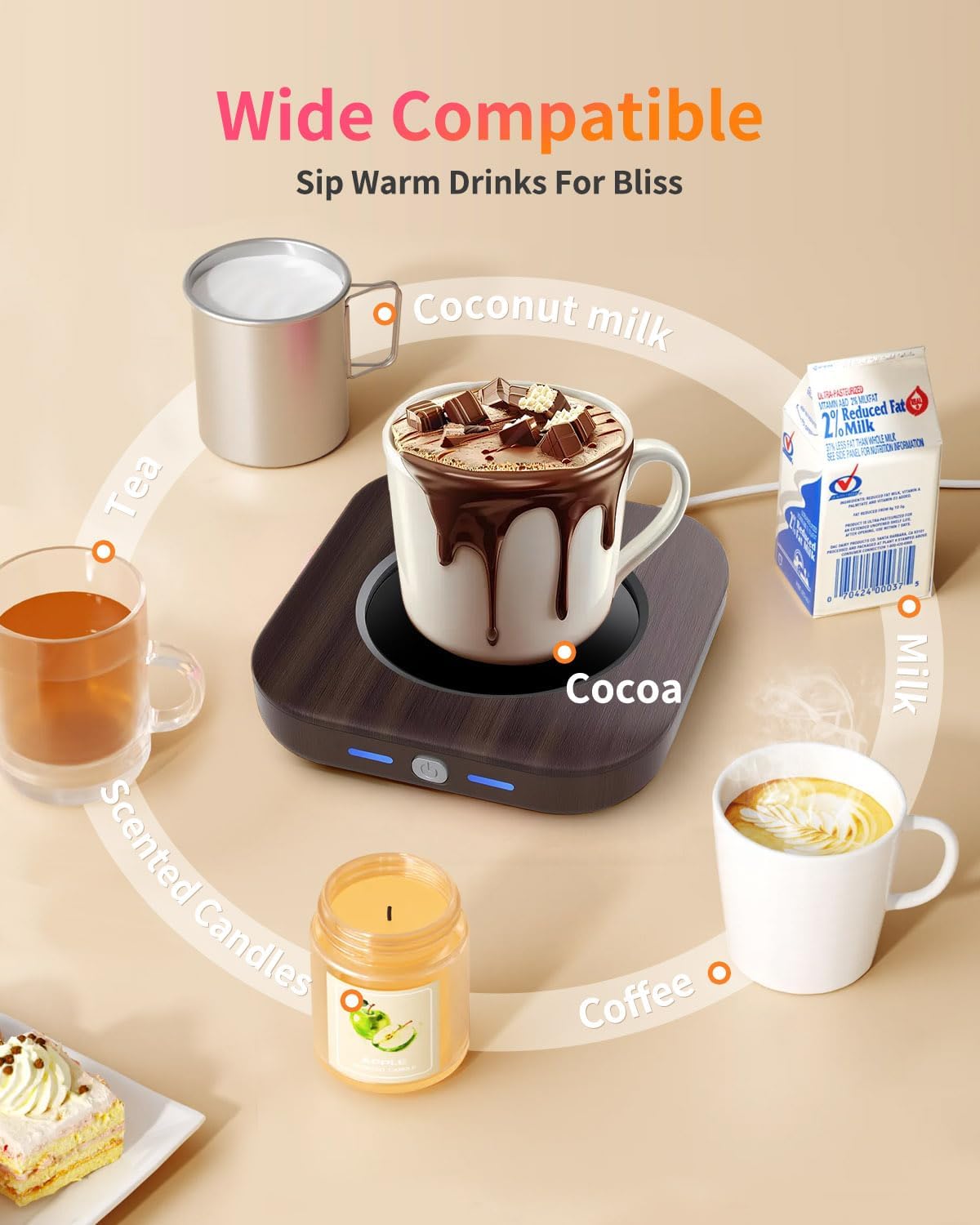 Mug Warmer - 3-Temp Settings Coffee Mug Warmer for Desk with 4 Hrs Auto Shut Off