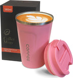 Insulated Travel Coffee Mug, Spill & Leak Proof, Reusable Thermal Coffee Cup with Lid for Hot & Cold Drinks (Black, 12 OZ)