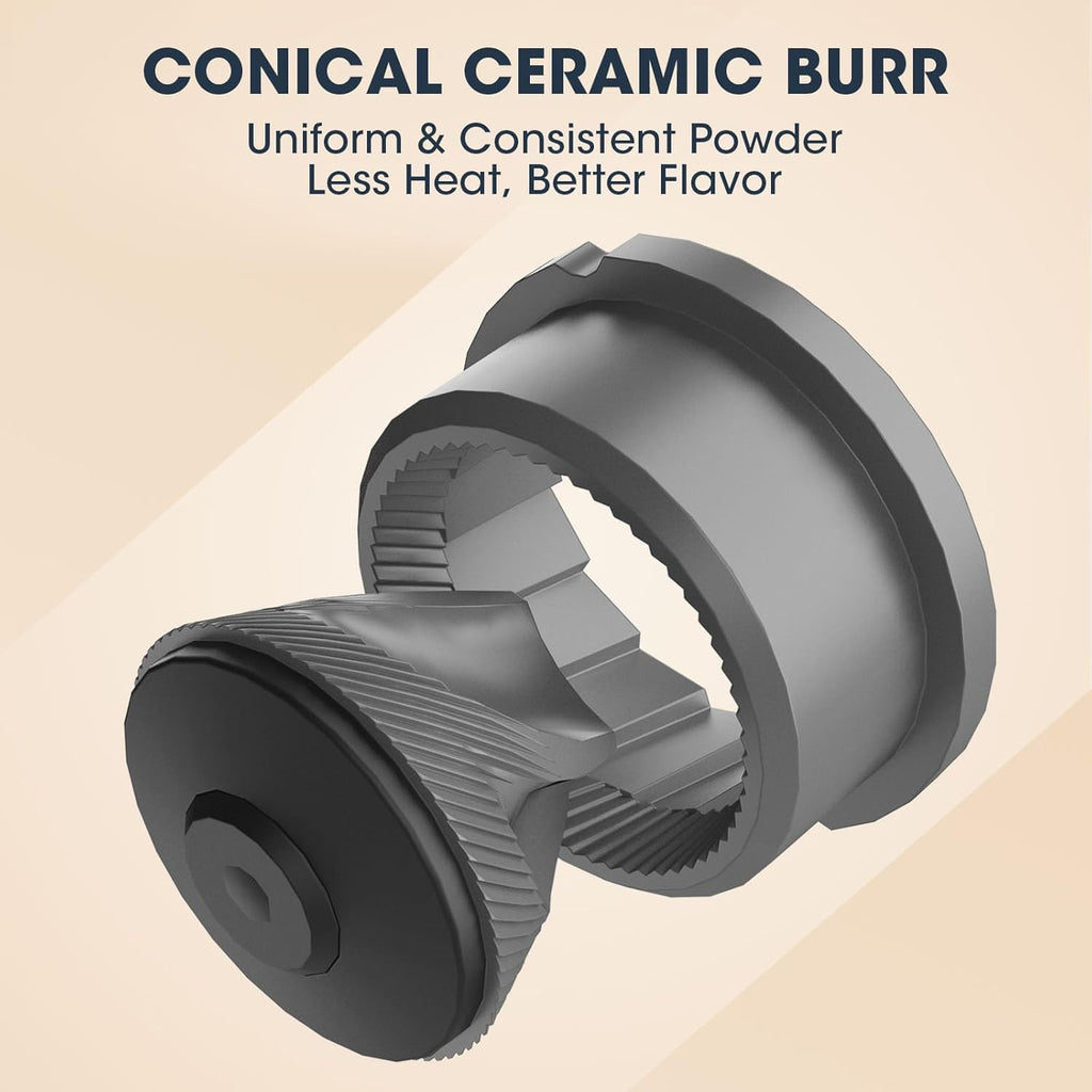 Revolutionary Rechargeable Coffee Grinder - Grind While Charging, 1.7X Faster with 38 Adjustable Settings, Conical Ceramic Burrs & 2000mAh Battery - Perfect for Travel & Camping!