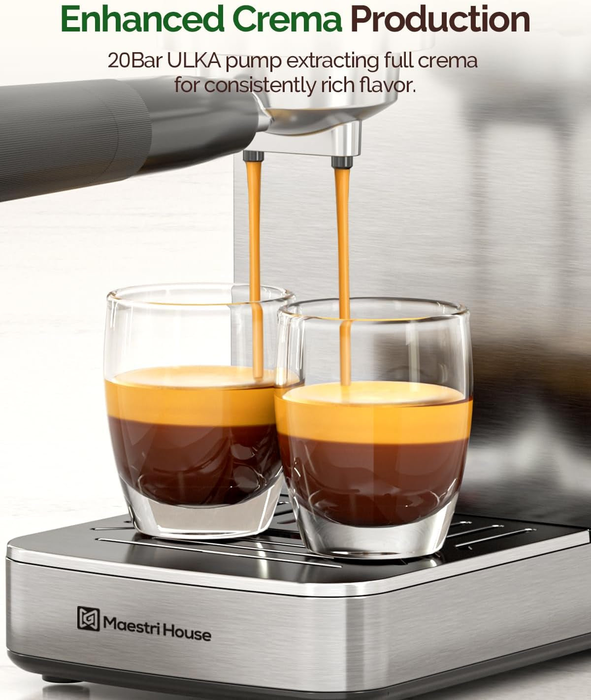 Elevate Your Coffee Experience with the 20 Bar ULKA Pump Espresso Machine - Compact Stainless Steel Maker with Built-In Milk Frother and 43Oz Water Tank
