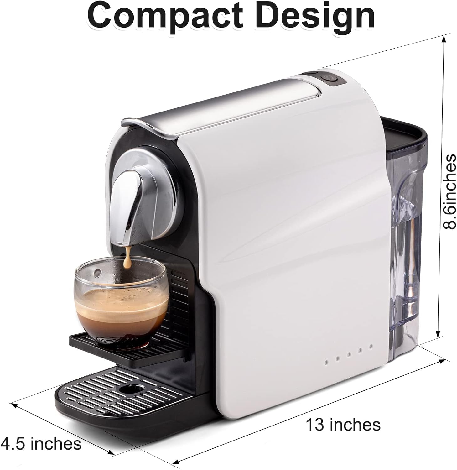 Beanglass Espresso Machine - Compact Capsule Coffee Maker with 20 Bar Pressure for Perfect Espresso and Lungo