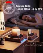 Elevate Your Coffee Experience with the 36W Wood Coffee Mug Warmer - Customizable Temperature Control and Auto Shut Off for Ultimate Convenience