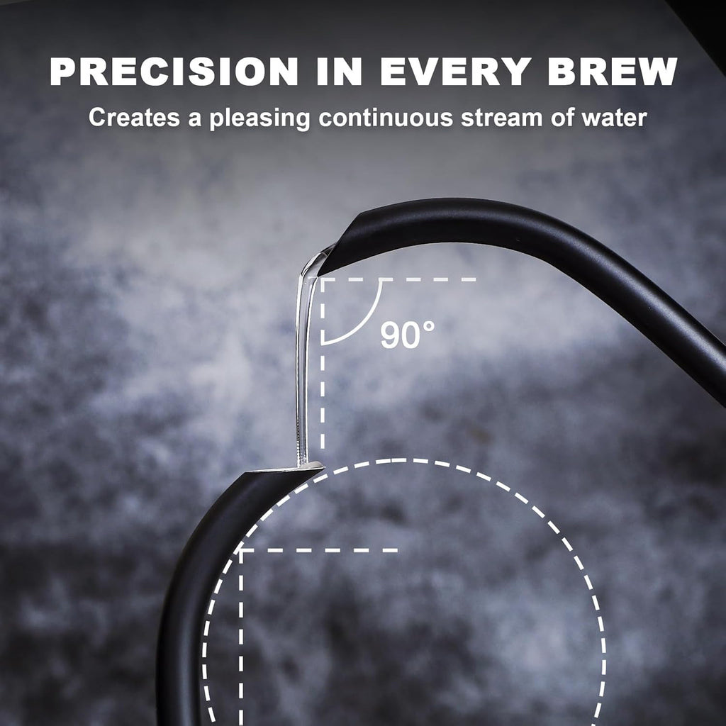 Elevate Your Brewing Experience with the Premium Gooseneck Electric Kettle - 1L Stainless Steel Hot Water Kettle for Perfect Coffee & Tea, 1000W with Built-In Thermometer and Auto Shut-Off in Sleek Black Design