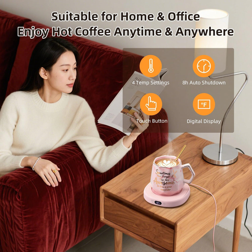 Coffee Mug Warmer & You are Awesome Mug Set, 4 Temperature Control 