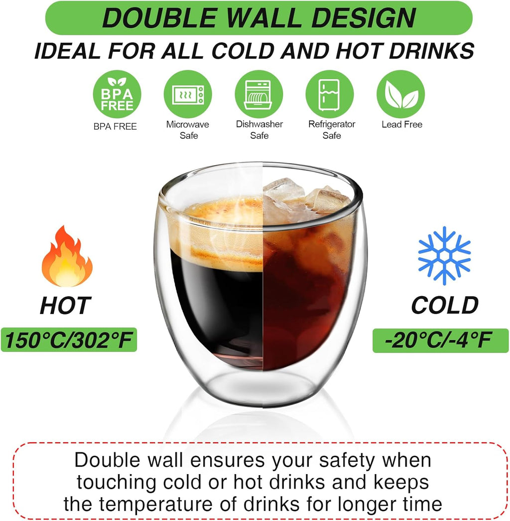 Indulge in Elegance: Set of 2 Insulated Double-Walled Espresso Cups - Perfect for Your Favorite Brews