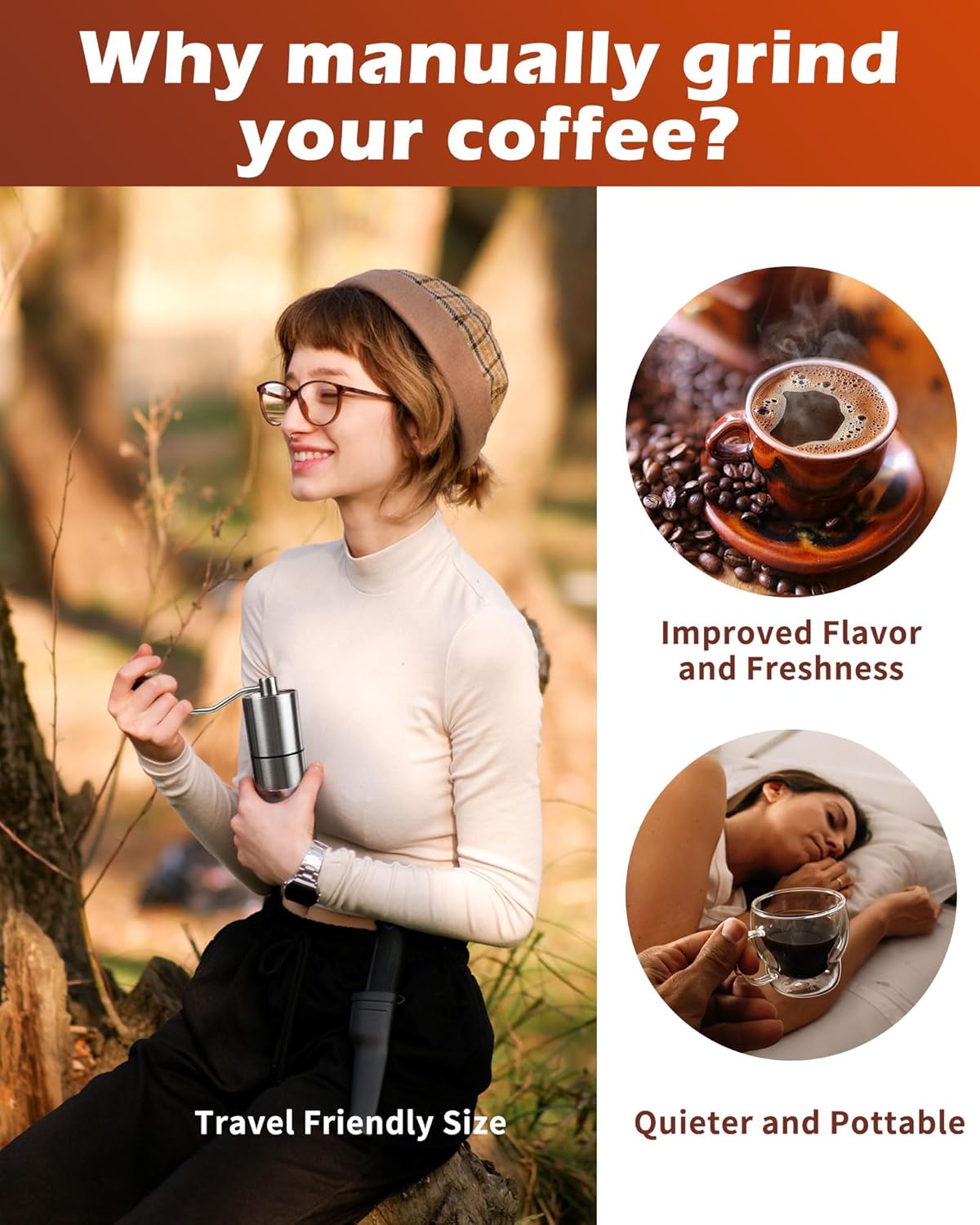 Elevate Your Coffee Experience: Manual Coffee Grinder with Ceramic Burr for Perfect Brews Anywhere