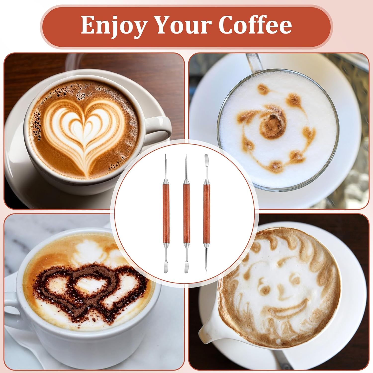 Elevate Your Coffee Experience with 3PCS Dual-Ended Stainless Steel Latte Art Pens - Perfect for Stunning Espresso Designs at Home!