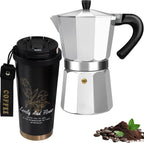 Insulated Coffee Tumbler 530Ml Travel Mug 316 Stainless Steel Dual Drink Openings 9 Cup Aluminum Espresso Stovetop Moka Pot Express Coffee Maker Percolator Italian Classic Mocha Coffee