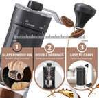 Premium Manual Coffee Grinder - 40 Adjustable Settings, 30G Capacity, Compact Conical Burr Mill for Espresso, Pour Over, French Press - Perfect for Travel, Camping, and Office Use