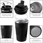 Insulated Travel Coffee Mug, Spill & Leak Proof, Reusable Thermal Coffee Cup with Lid for Hot & Cold Drinks (Black, 12 OZ)