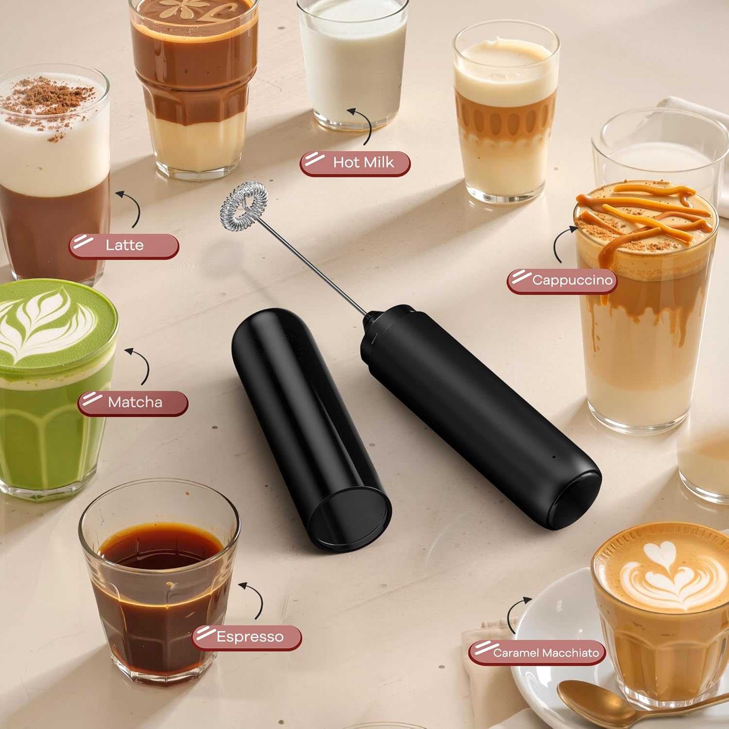 Ultimate Rechargeable Milk Frother - Handheld Electric Whisk for Perfect Coffee, Matcha, Lattes, and Hot Chocolate!