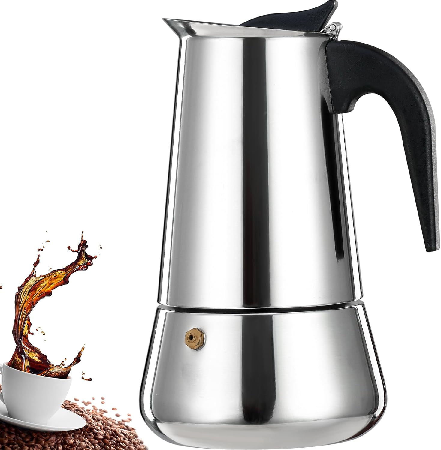 2 Cup Stovetop Espresso Maker Stainless Steel Moka Pot Stove Top Percolator Italian Coffee Makers Insulated Coffee Tumbler 450Ml Travel Coffee Mug 316 Stainless Steel Direct Drink Opening