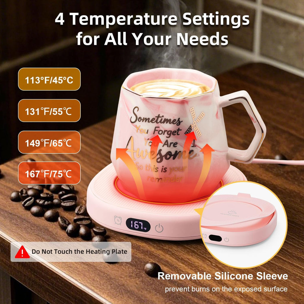 Coffee Mug Warmer & You are Awesome Mug Set, 4 Temperature Control 