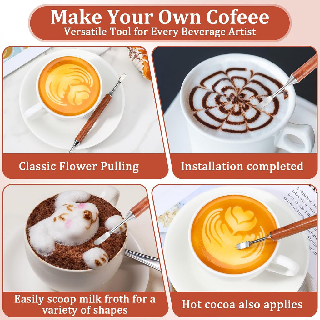 Elevate Your Coffee Experience with 3PCS Dual-Ended Stainless Steel Latte Art Pens - Perfect for Stunning Espresso Designs at Home!