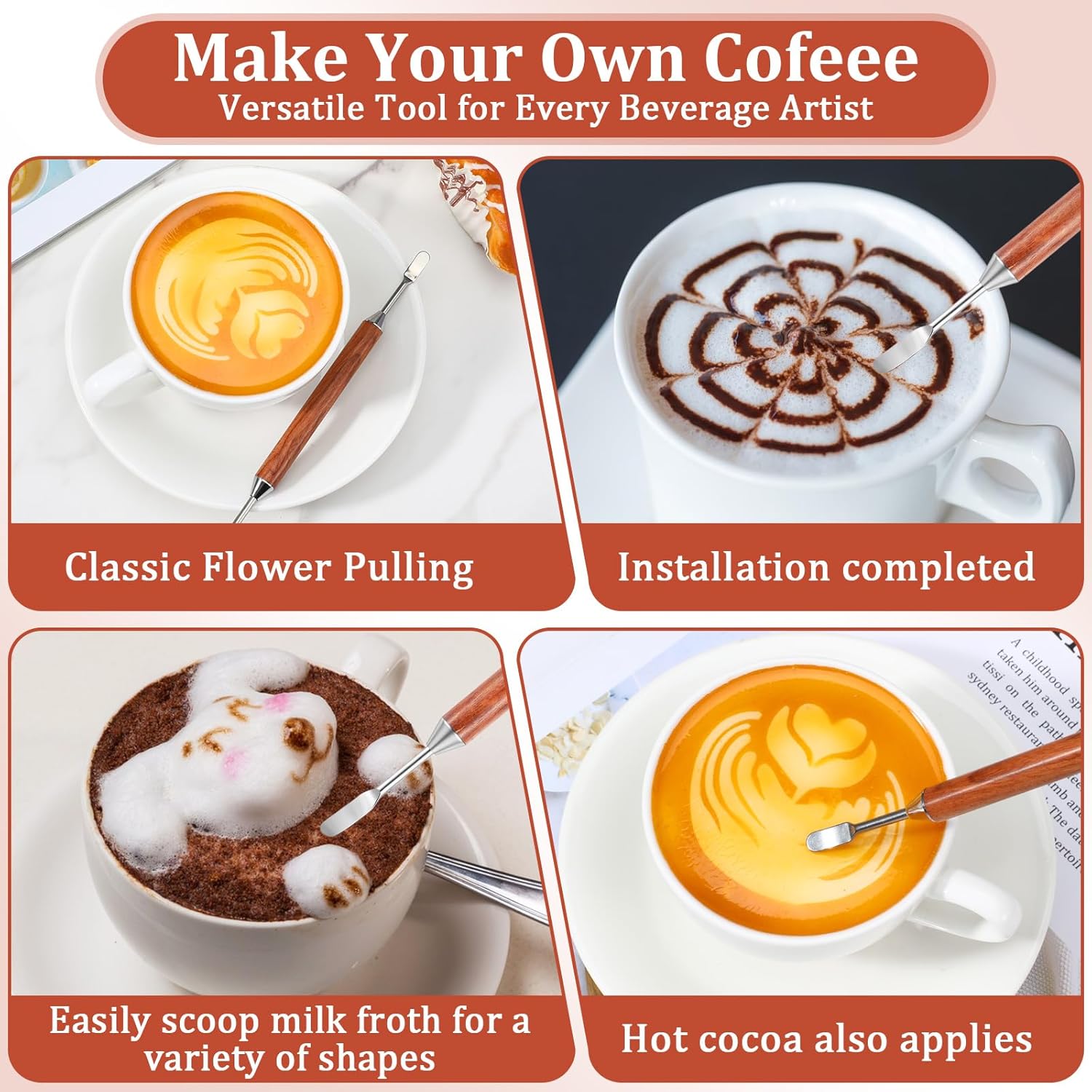 Elevate Your Coffee Experience with 3PCS Dual-Ended Stainless Steel Latte Art Pens - Perfect for Stunning Espresso Designs at Home!