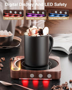 Elevate Your Coffee Experience with the 36W Wood Coffee Mug Warmer - Customizable Temperature Control and Auto Shut Off for Ultimate Convenience
