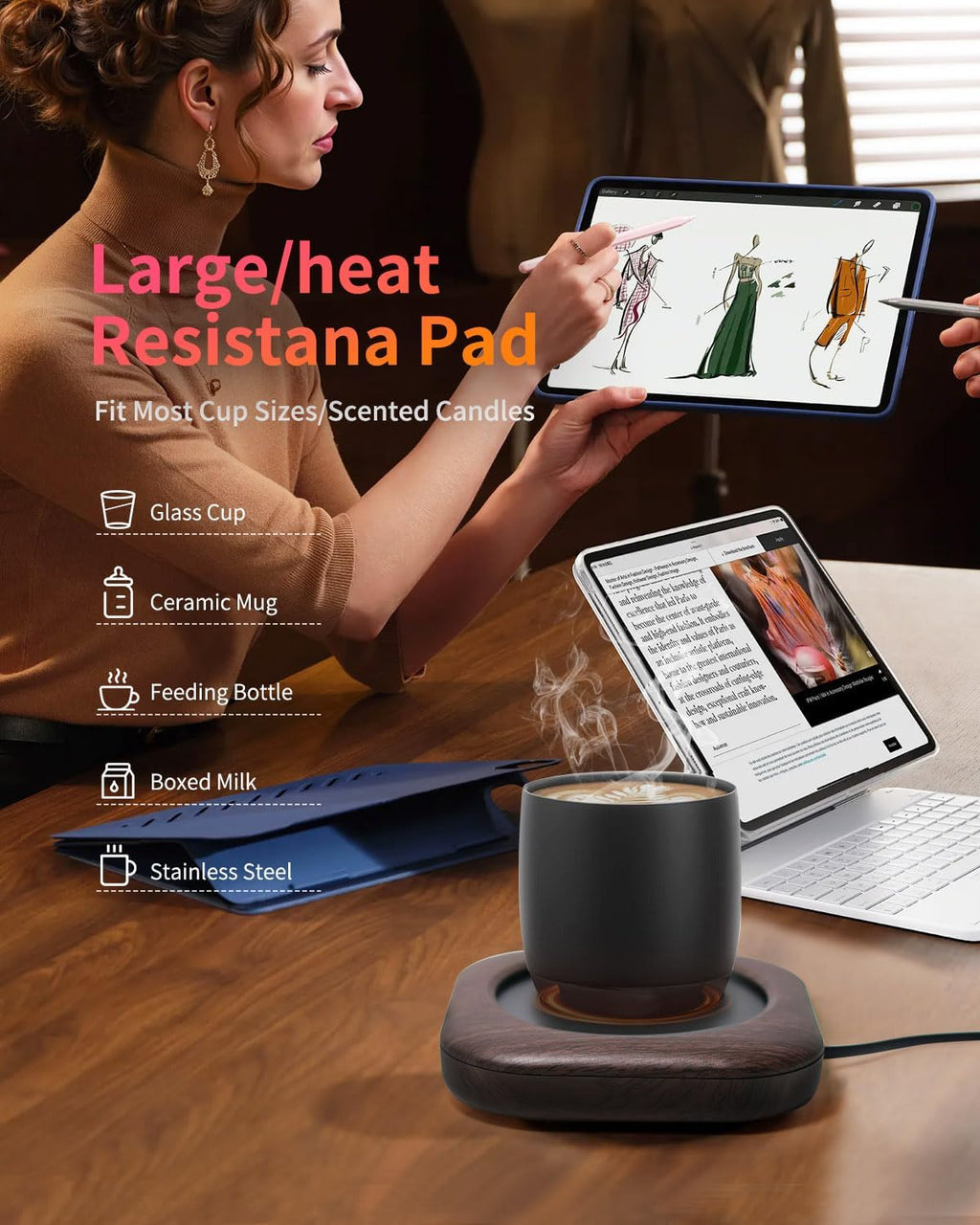 Mug Warmer - 3-Temp Settings Coffee Mug Warmer for Desk with 4 Hrs Auto Shut Off