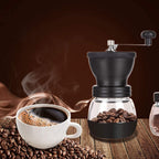 Premium Manual Coffee Bean Grinder with Ceramic Burr - Compact Hand Grinder with 2 Glass Jars (11oz Each) - Ideal for Drip Coffee, Espresso, French Press, and Turkish Brew