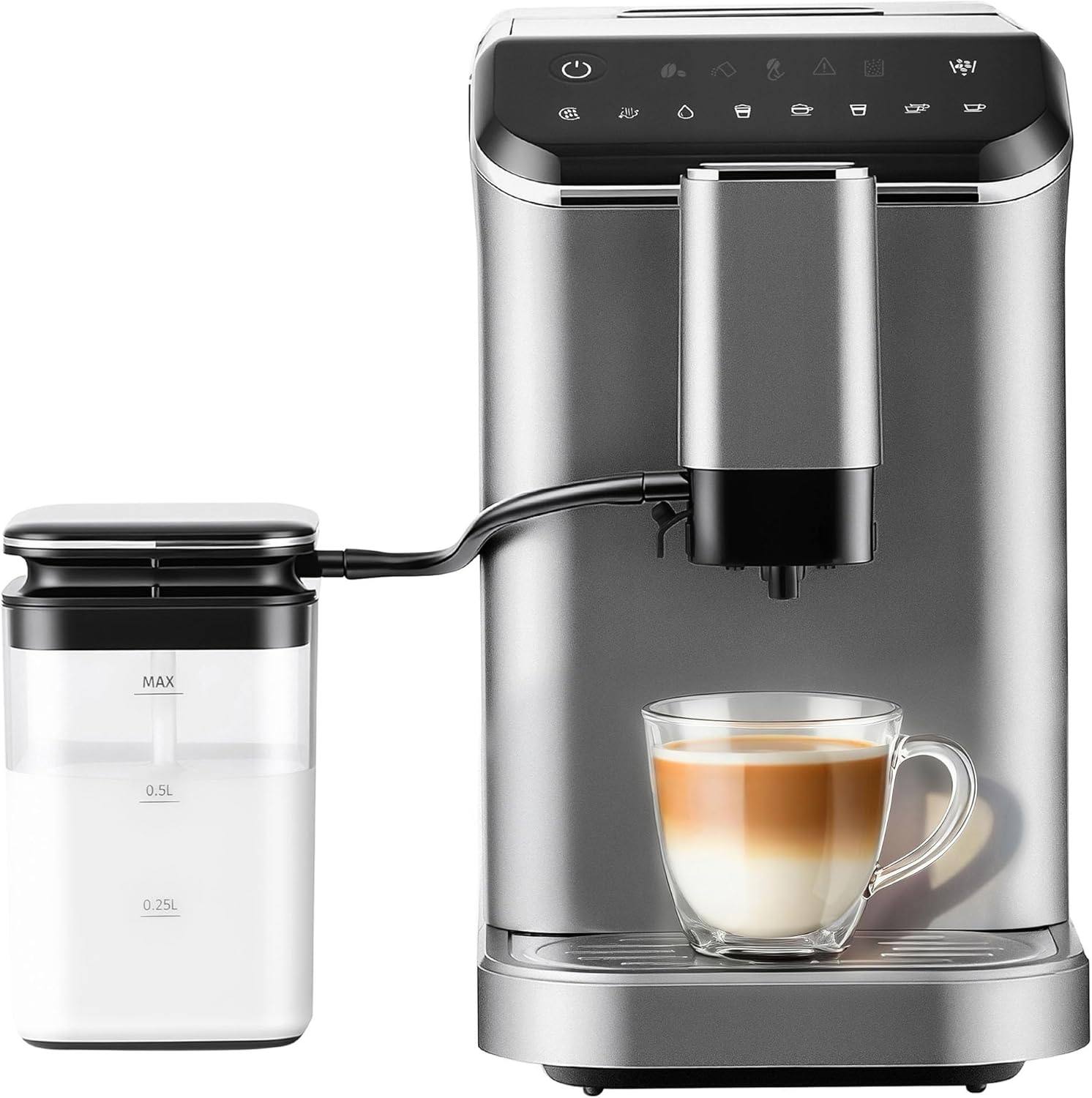 Experience Barista-Quality Coffee at Home with the Fully Automatic 20 Bar Espresso Machine - Customizable Touch Control, Built-In Grinder, and Effortless Milk Frothing