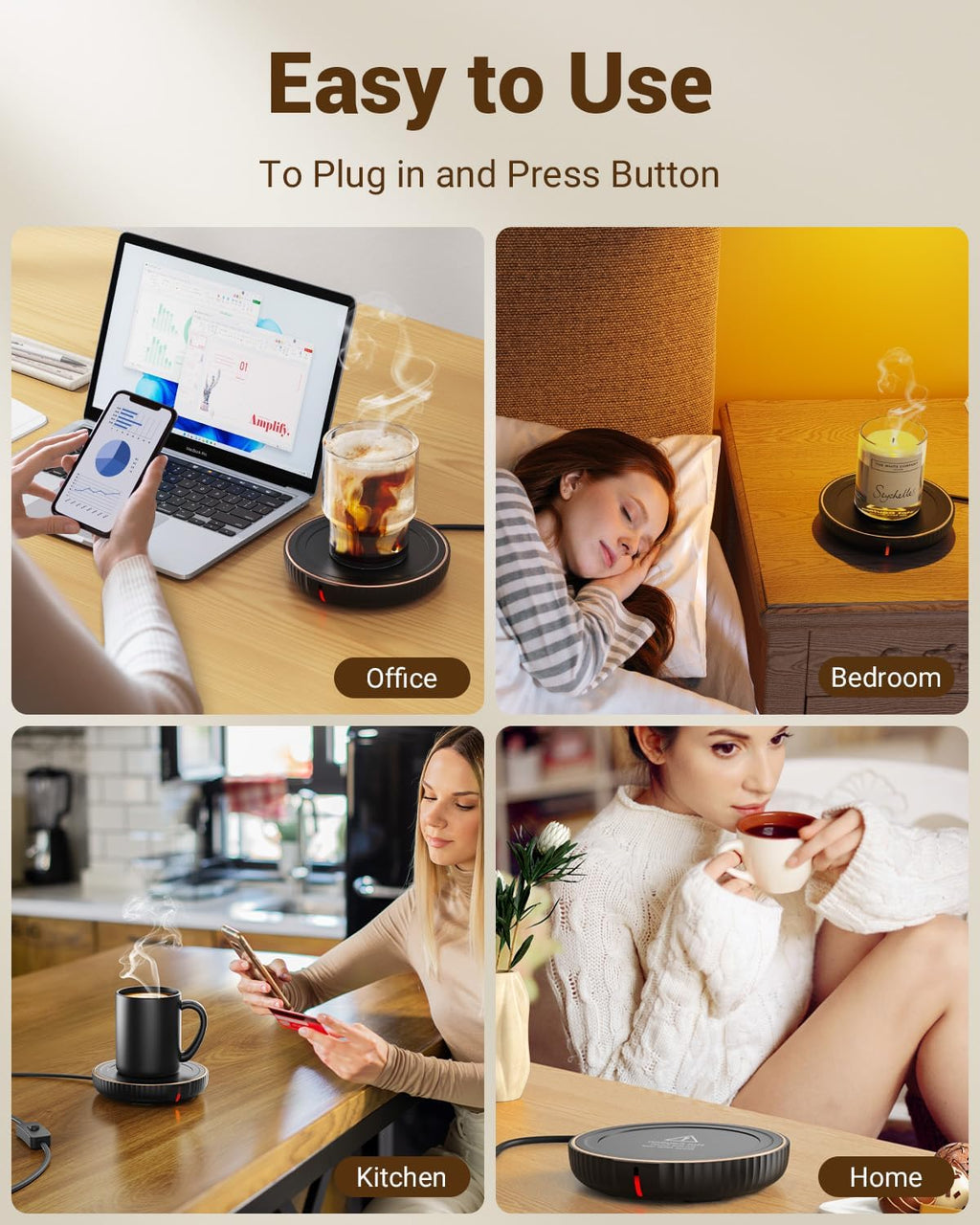 Coffee Cup Mug Warmer for Desk,  Electric Mug Heater for Beverages, Milk & Tea