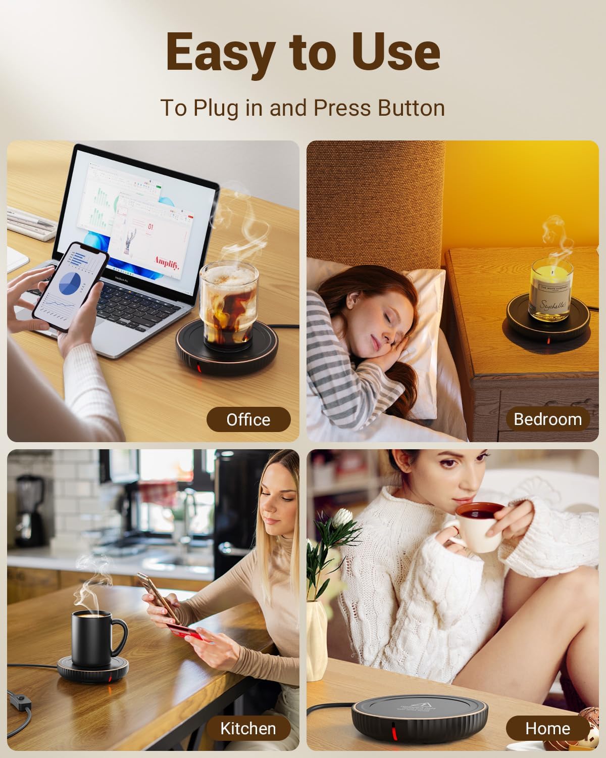 Coffee Cup Mug Warmer for Desk,  Electric Mug Heater for Beverages, Milk & Tea