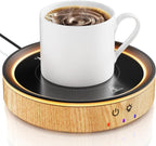 36W Mug Warmer, 3 Temperature Settings, Auto Shut off (2-12H), Design with Ambient Light, (Wood Grain)