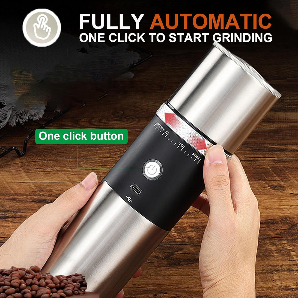 Travel-Friendly Electric Burr Coffee Grinder - Adjustable Mill with Carry Bag (Red)
