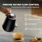 Elevate Your Brewing Experience with the Premium Gooseneck Electric Kettle - 1L Stainless Steel Hot Water Kettle for Perfect Coffee & Tea, 1000W with Built-In Thermometer and Auto Shut-Off in Sleek Black Design