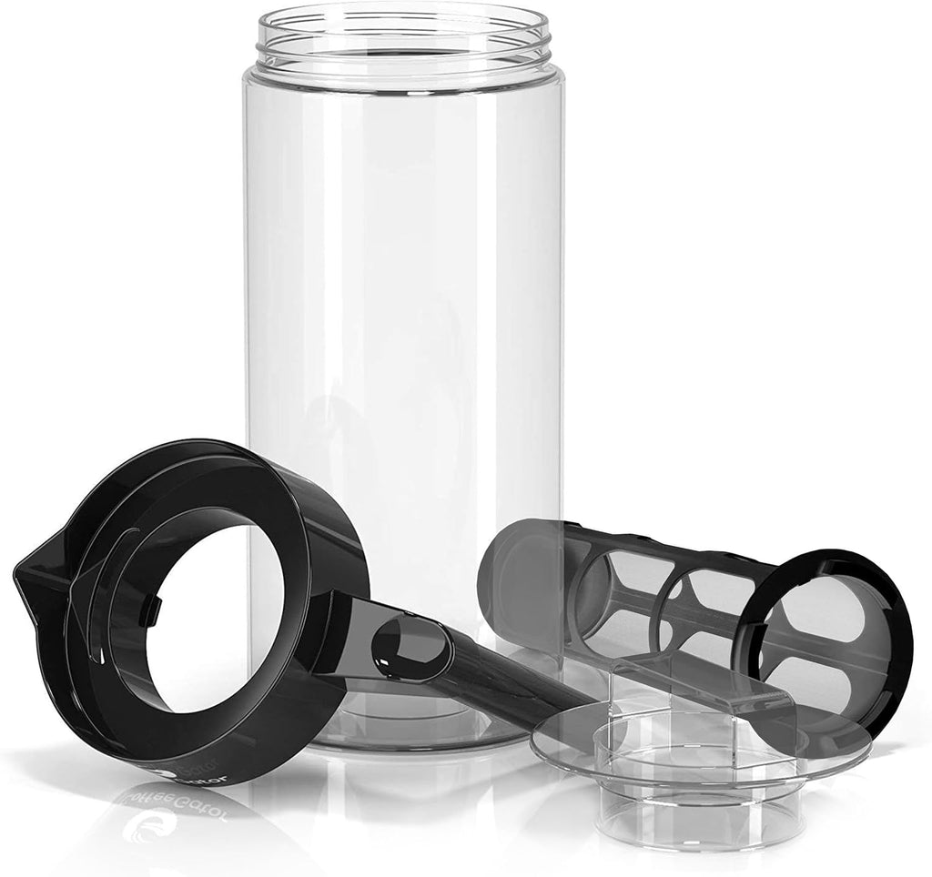 Experience the Ultimate Cold Brew Coffee Maker - 47 Oz Iced Tea & Cold Brew Pitcher with Glass Carafe, Filter, Funnel & Measuring Scoop in Sleek Black Design