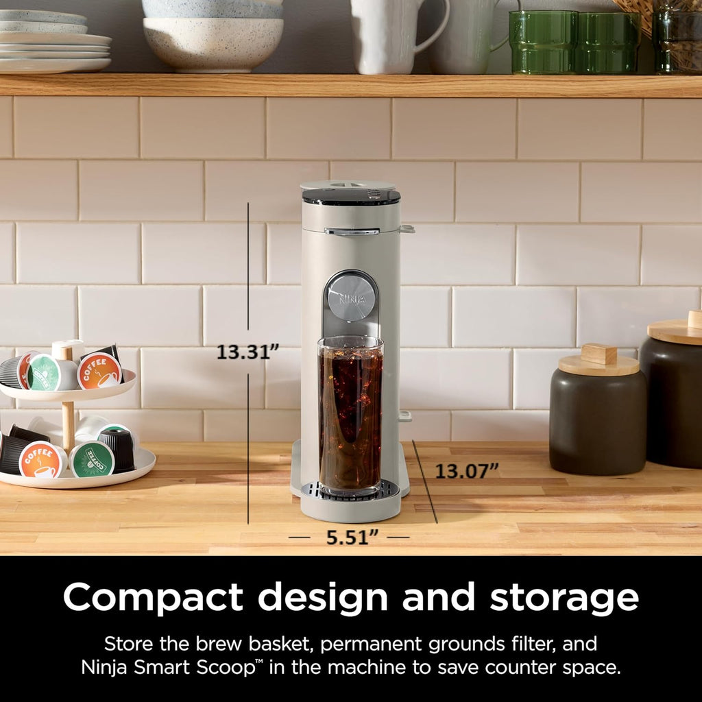 Experience Ultimate Coffee Bliss with the Compact Pods & Grounds Single-Serve Coffee Maker - K-Cup Compatible, Brew Grounds or Pods, Perfect for Iced Coffee Lovers!